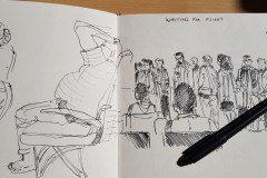 sketchbook sketch in the airport